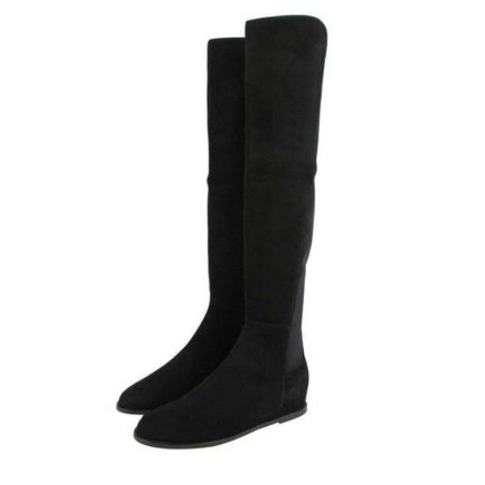 NEW Stuart Weitzman Mainline Black Suede OTK Boots w/Hidden Wedge US 10 - Picture 3 of 7
